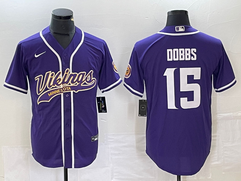 Men's Minnesota Vikings Joshua Dobbs #15 Purple Jersey Joint Edition